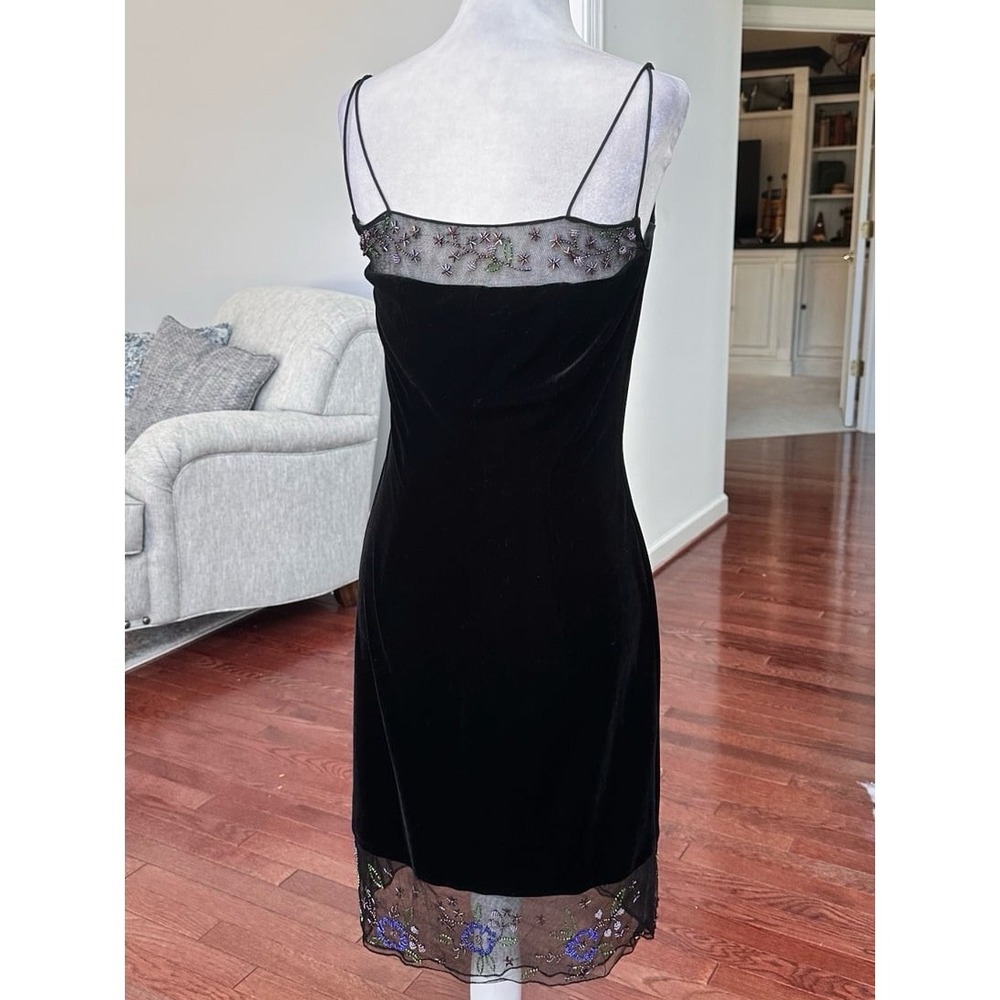 Rimini by Show Black Velour Beaded Floral Feminine Y2K Cocktail Dress Size 2 - Picture 6 of 12